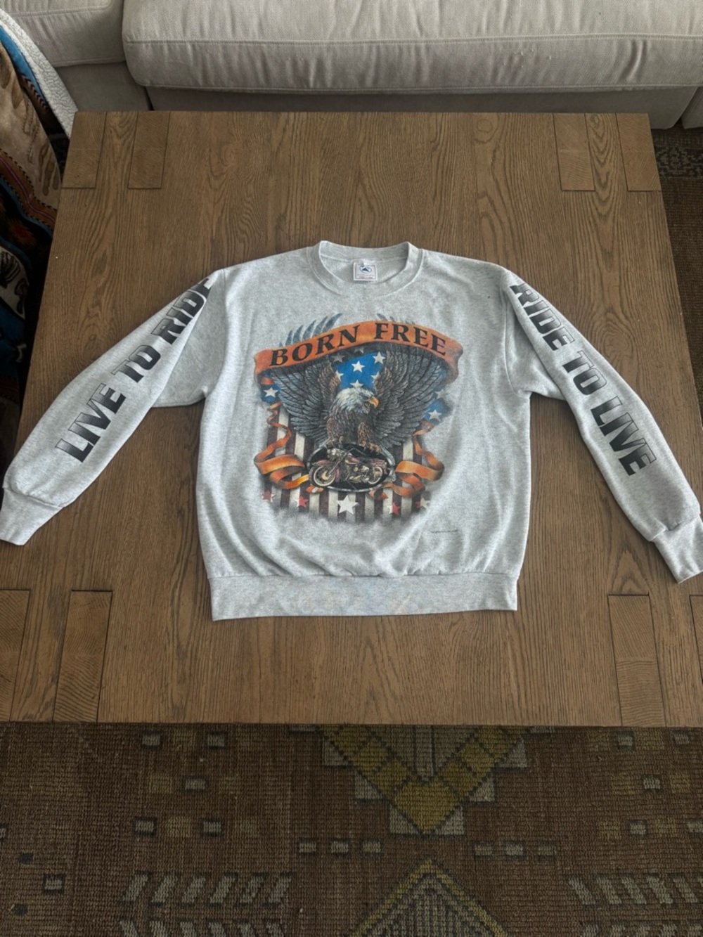 Vintage 1986 Biker Eagle Sweatshirt USA Made Delta Harley Gray Crewneck Large